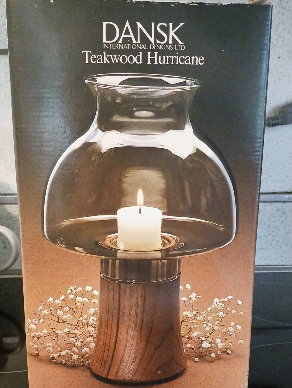 Vintage DANSK ⚜️ Teakwood & Brass Hurricane Candle Holder With Glass Globe ⚜️